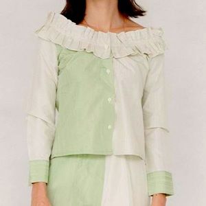 Chelsea Mak - Silk Taffeta Ruffle Blouse